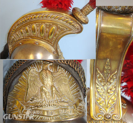  French ‘Garde De Paris’ Cuirassier Cavalry Officer’s Helmet With Red Feather & R 1 Of ONLY 1000 MADE, NAPOLEONIC ERA 1802-1813 French ‘Garde De Paris’ Cuirassier Clothing