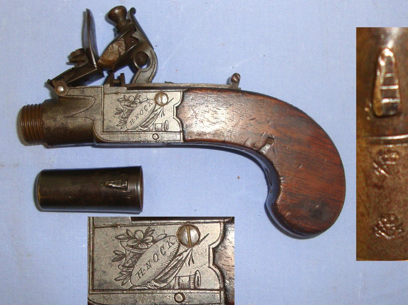 H. Nock With Safety Bolt, Screw Off Barrel & Folding Concealed Trigger. Sn 21681:13 .50 Cal Muzzleloader Muzzleloader