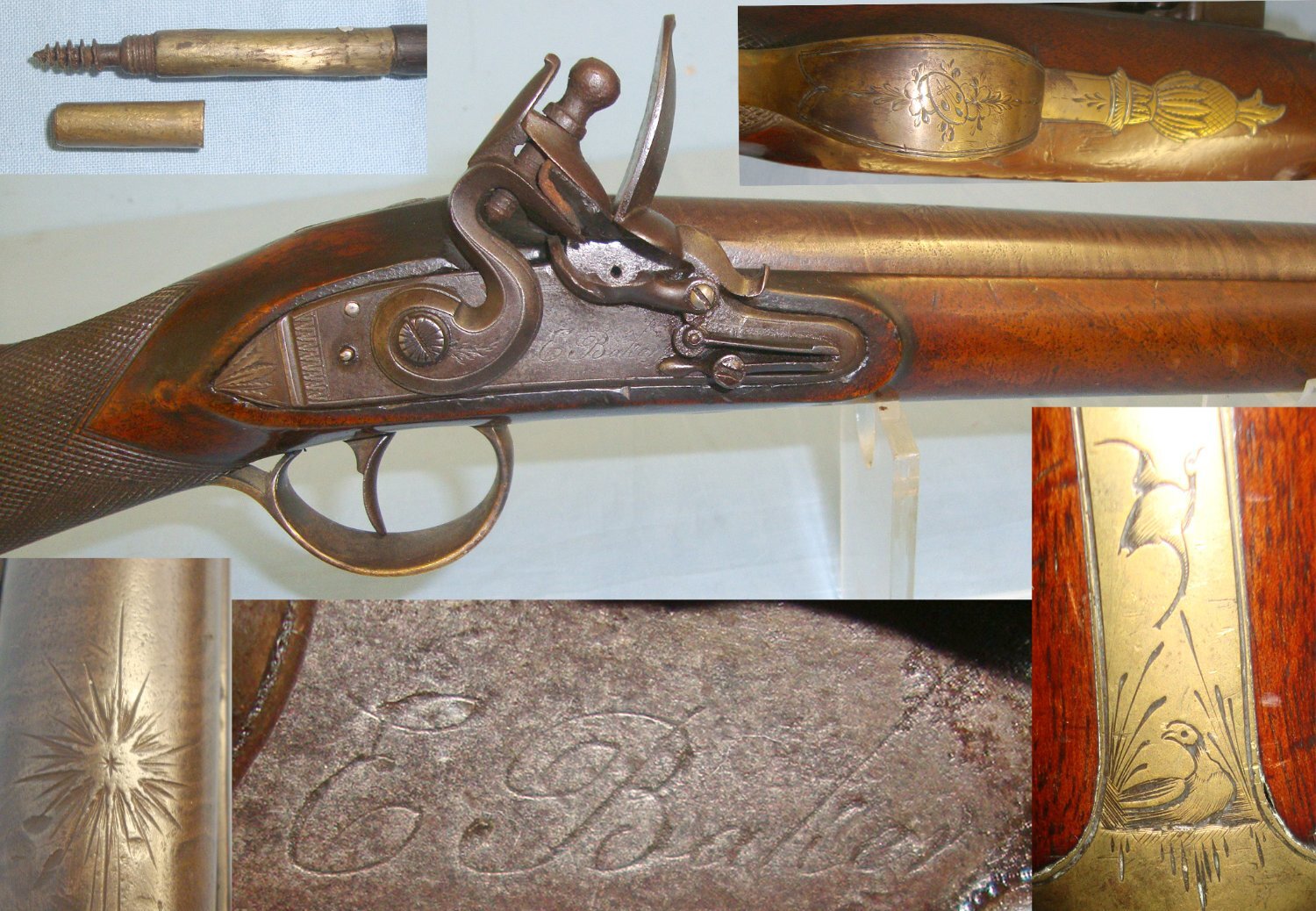 QUALITY MAKER**Late 1700’s – Early 1800’s English Ezekial Baker (London) Single Barrel 25 Bore Muzzle Loading Flintlock Sporting Shotgun. Sn 23700 flintlock Muzzleloader Various