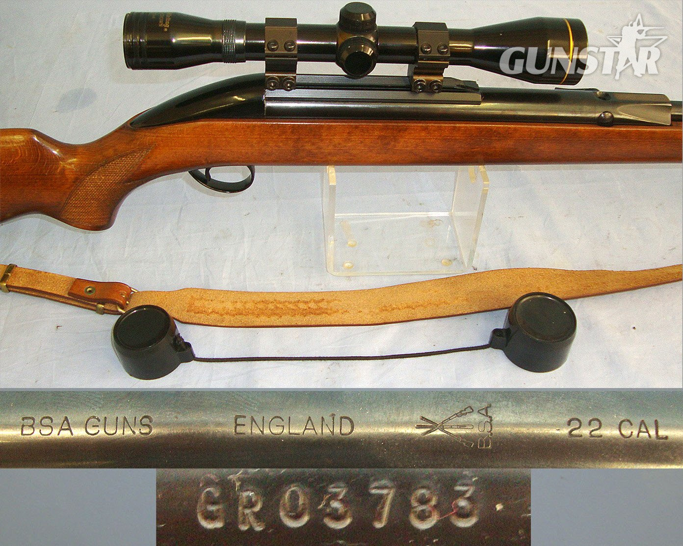 MINT**BSA Stutzen Airsporter .22 Calibre Under Lever Air Rifle With Nikko Stirling Silver Crown 6x40 WA Telescopic Sight & Leather Sling. Sn 23536 air rifle .22