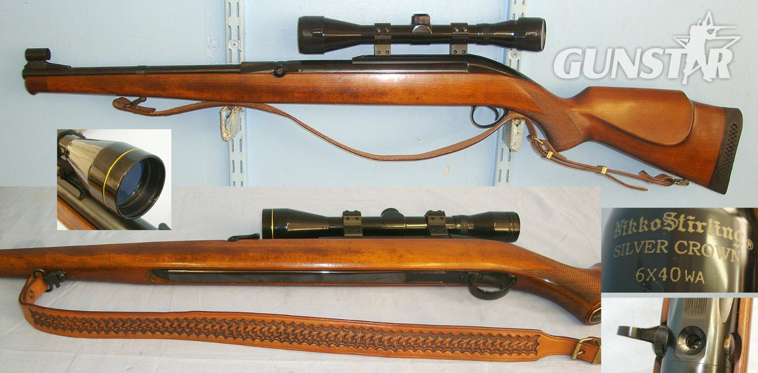  MINT**BSA Stutzen Airsporter .22 Calibre Under Lever Air Rifle With Nikko Stirling Silver Crown 6x40 WA Telescopic Sight & Leather Sling. Sn 23536 air rifle .22