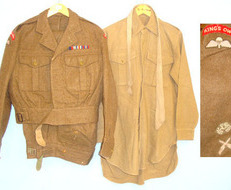 Palestine Service British WD Kings Own Regt Battledress Blouson Jacket Campaign  Palestine Service British WD Kings Own Regt Battledress Blouson Jacket Campaign  Clothing