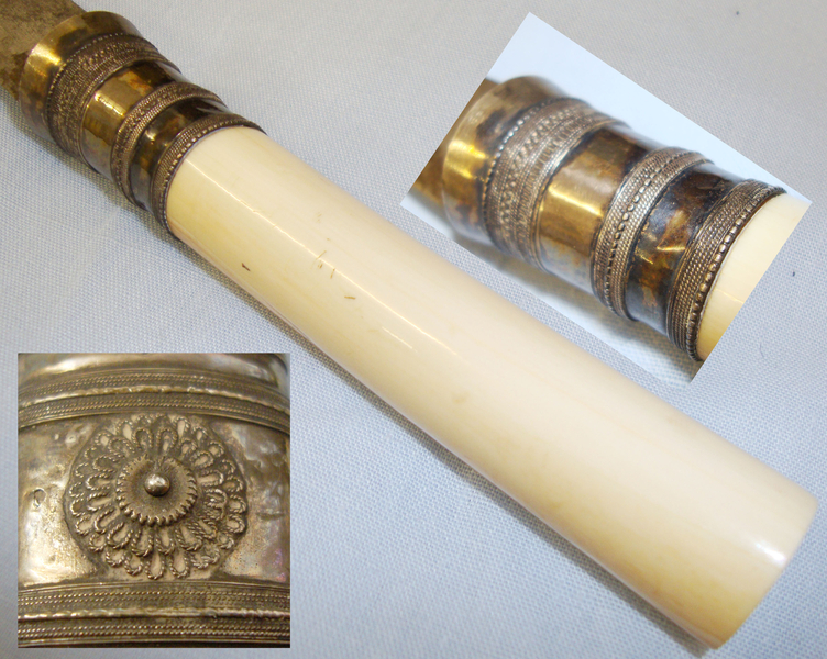 South East Asian ‘Dha’ with Polished Bone Handle and Scabbard. ED 2703. Knive