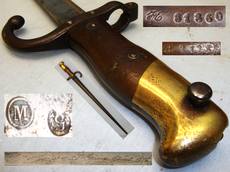 1876 Dated French Model 1874 Gras Sword Bayonet with Scabbard. BAYO 6264.