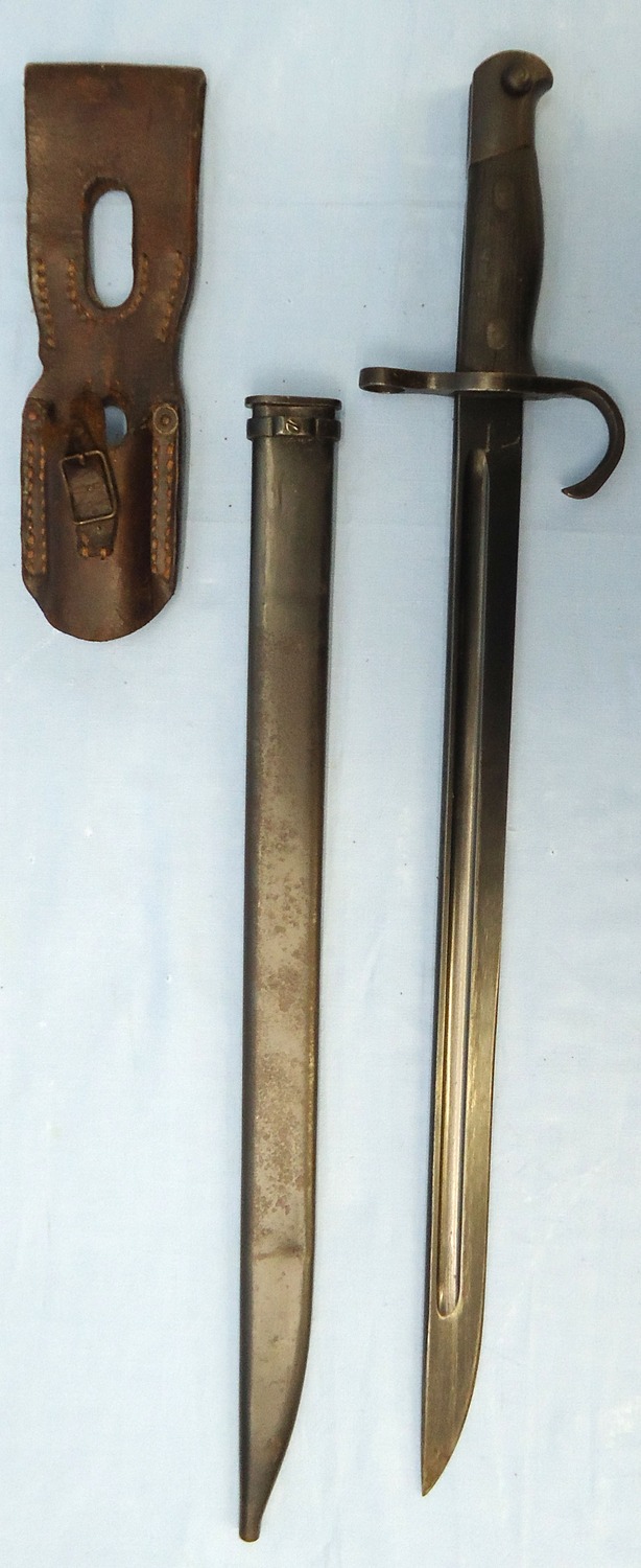 WW2, Japanese Arisaka Type 30 Bayonet By Nagoya Arsenal, Scabbard & Leather Frog. - BAYO 267 Bayonet 