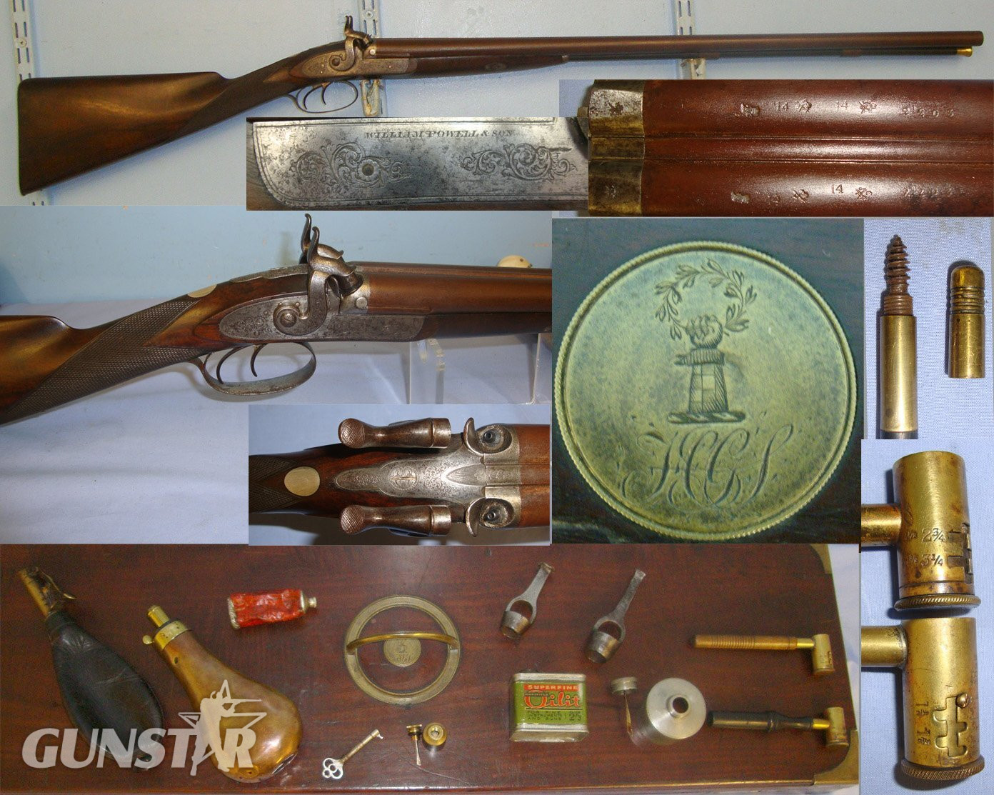  William Powell & Son Percussion Sporting Shotgun & Accessories. A 1092 Muzzleloader 14 Bore/gauge