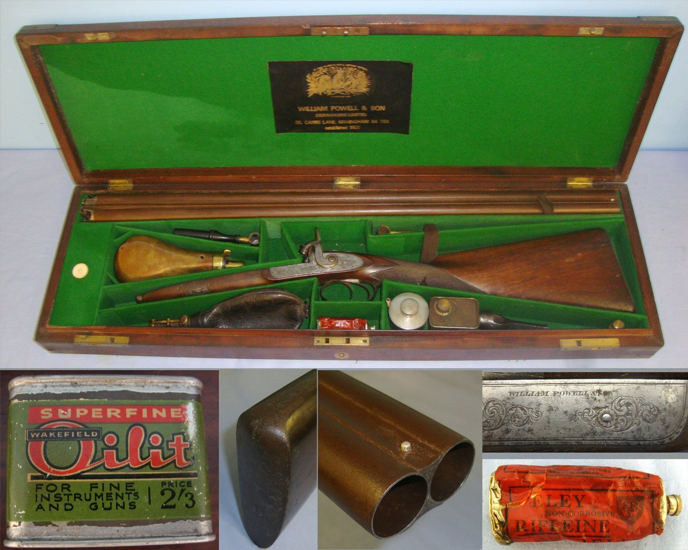 William Powell & Son Percussion Sporting Shotgun & Accessories. A 1092 Muzzleloader 14 Bore/gauge