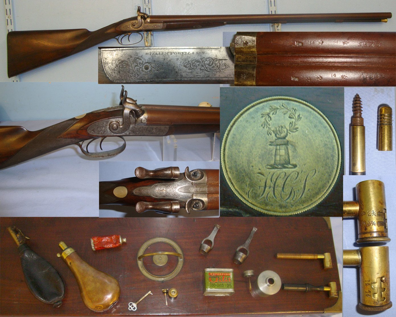  William Powell & Son Percussion Sporting Shotgun & Accessories. A 1092 Muzzleloader 14 Bore/gauge