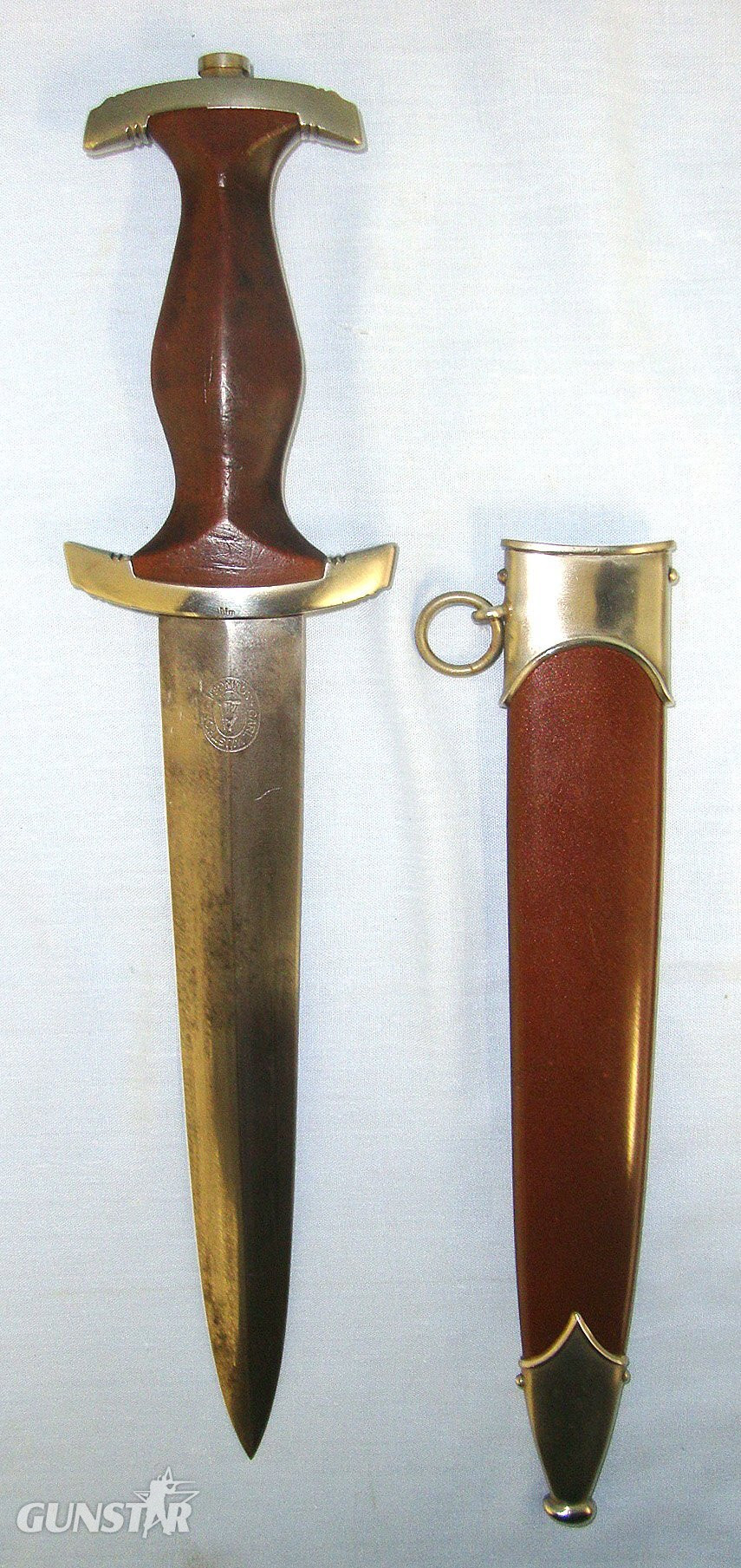  EARLY PRODUCTION**ORIGINAL**Nazi German 1933 Pattern SA Dagger By Carl Wusthof (Gladiatorwerk) Solingen (Rarity Value 6) To The ‘Nm’ SA Nordmark Group (Hamburg) With Scabbard. Sn 23210 Dagger