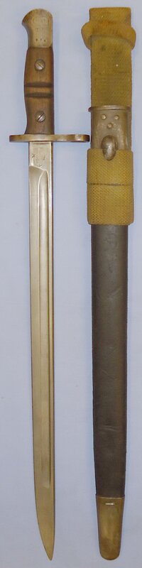 WWI British ‘P13’ Sword, Bayonet and Scabbard and Dated M.E.Co Webbing Frog. 11523:5 Bayonet