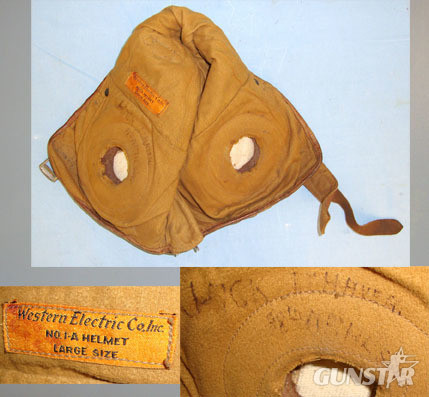 U.S. Air Service Western Electric Type 1-A Flying 1917 Patt U.S. Air Service Type 1-A Pilot’s Western Electric Leather Flying Helm Clothing