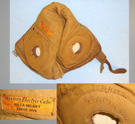 U.S. Air Service Western Electric Type 1-A Flying 1917 Patt U.S. Air Service Type 1-A Pilot’s Western Electric Leather Flying Helm Clothing