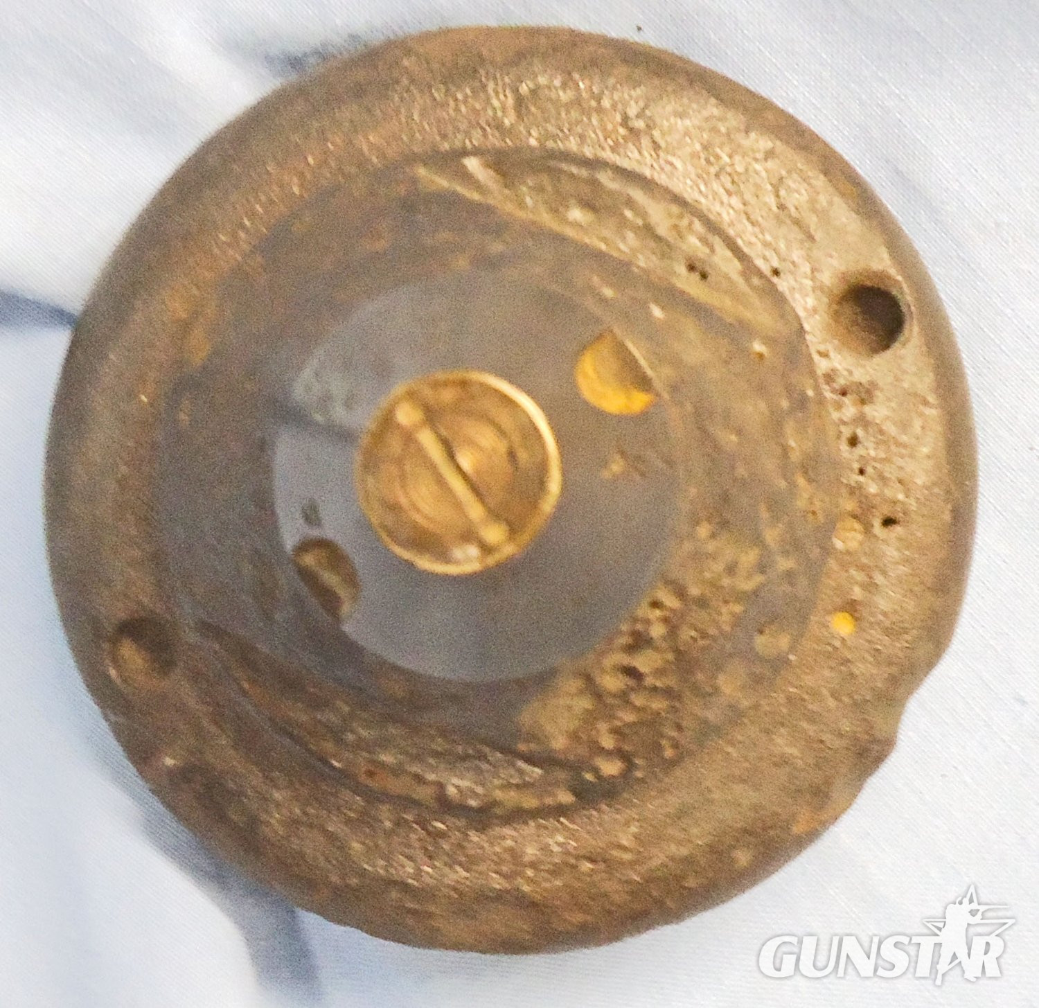 {CATEGORY} - INERT DEACTIVATED. Original, British, High Explosive (HE) 9.45 Inch Heavy Trench Mortor (Flying Pig) & Number 34 Direct Action Fuze. - O 2240 INERT DEACTIVATED. Original, British, High Explosive (HE) 9.45 Inch Heavy Trench Mortor (Flying Pig) & Number 34 Direct Action Fuze. - O 2240  Other Ammunition in 