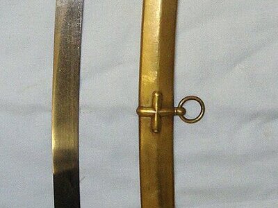 Victorian British Mameluke Pattern 1831 Officer's Sword With Ornate Brass Hilt Frame, Polished Bone Scales & Scabbard. Sn 23057 Sword