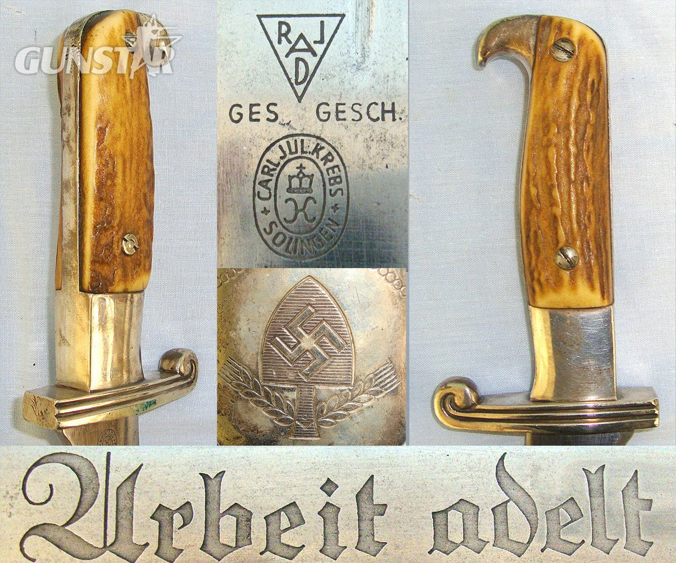 WW2 Era Nazi German Reichsarbeitsdienst RAD Hewer by Krebs solingen sn 23248 Dagger