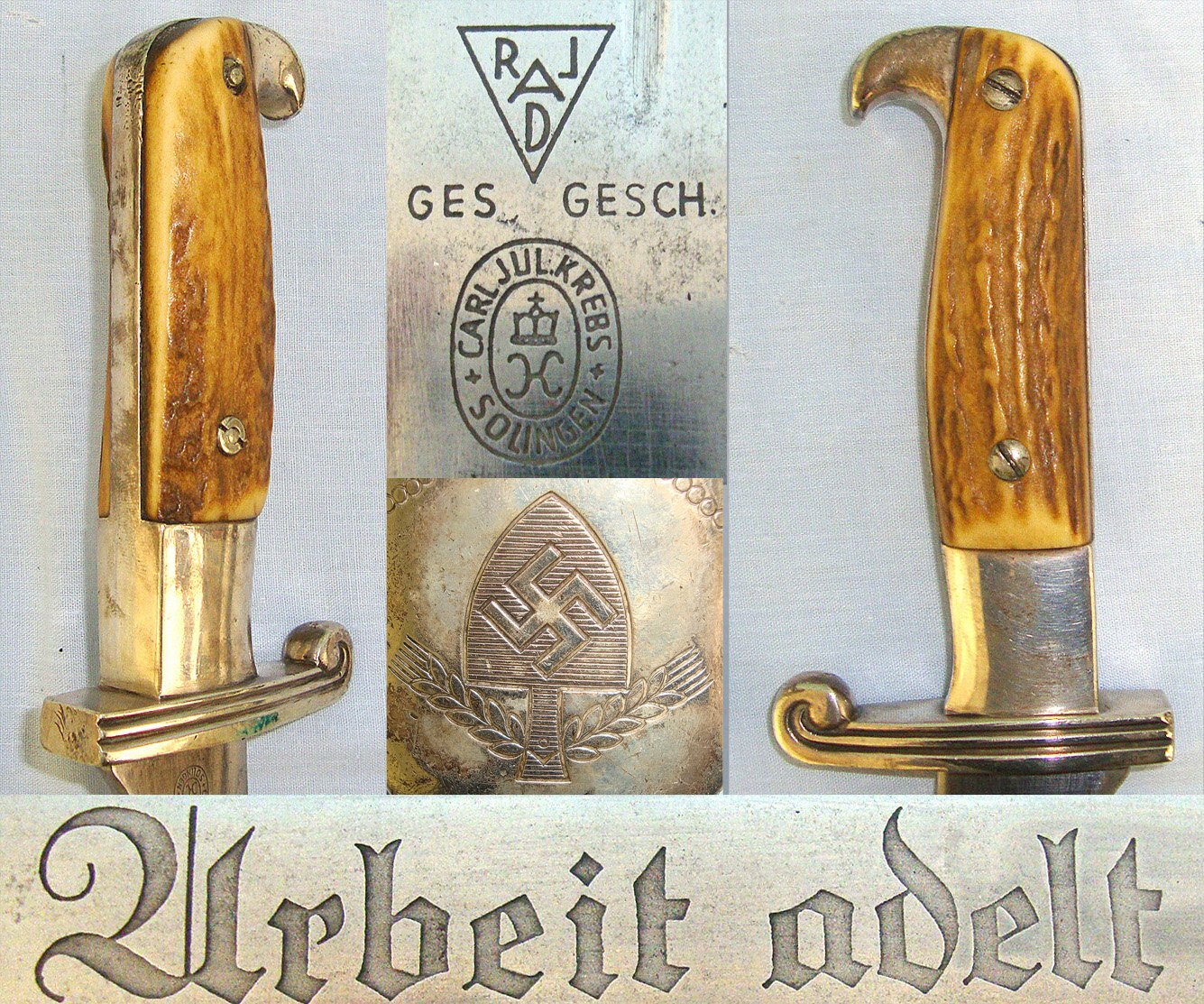 WW2 Era Nazi German Reichsarbeitsdienst RAD Hewer by Krebs solingen sn 23248 Dagger