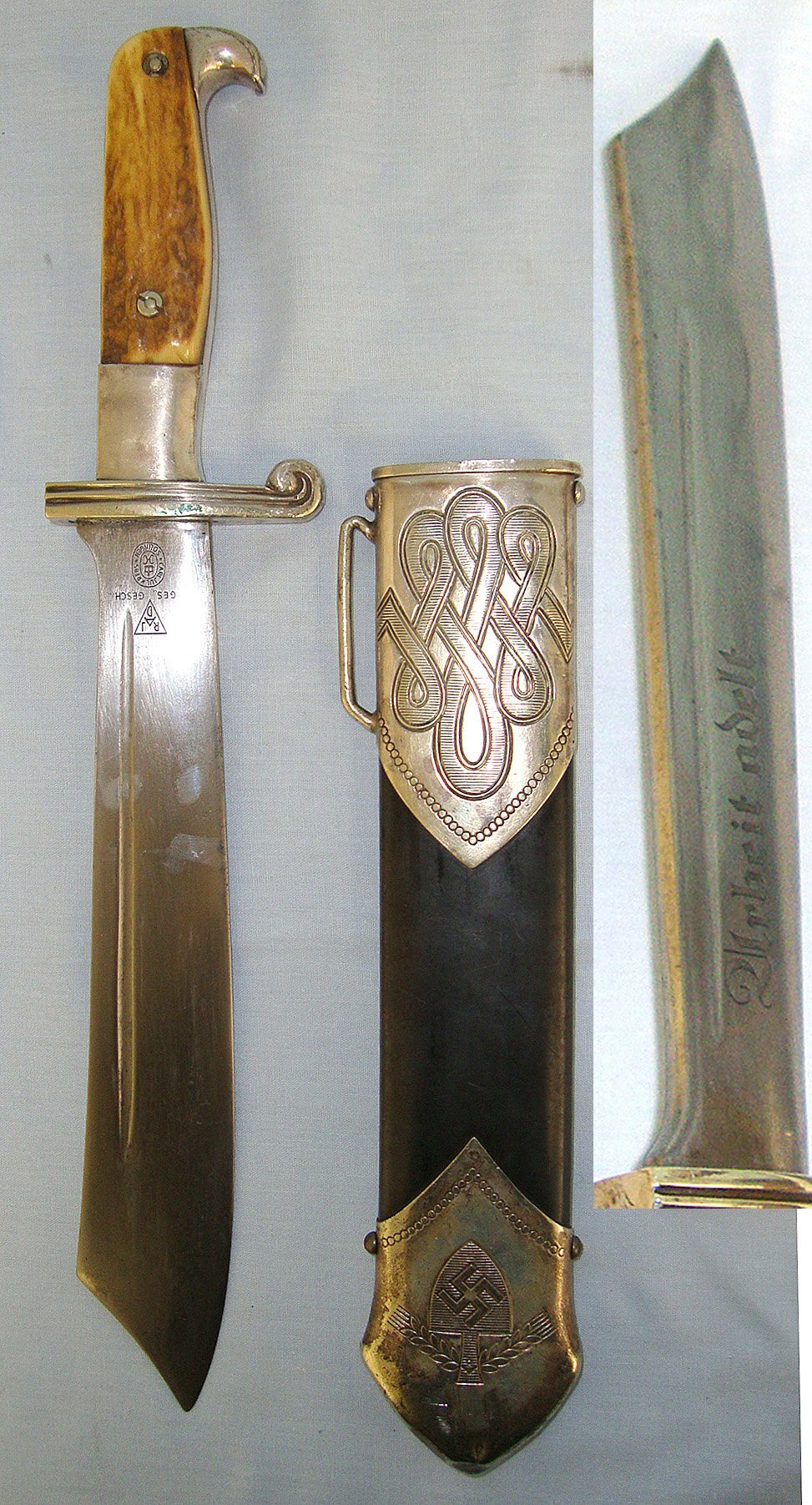  WW2 Era Nazi German Reichsarbeitsdienst RAD Hewer by Krebs solingen sn 23248 Dagger