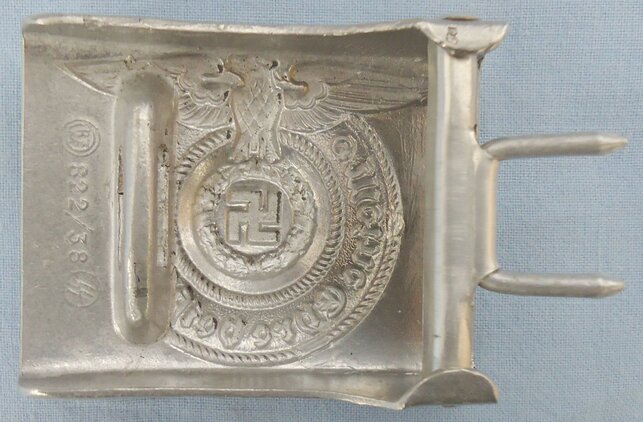  Rare* Waffen-SS Aluminium Belt Buckle Marked RZM 822/38 SS by Manufacturer Richard Sieper & Son or C.T. Dicke Etc.  MISC 1021. Rare* Waffen-SS steel Belt Buckle Marked RZM 822/38 SS by Manufacturer Richard Sieper & Son or C.T. Dicke Etc.  MISC 1021.  Antique & Militaria