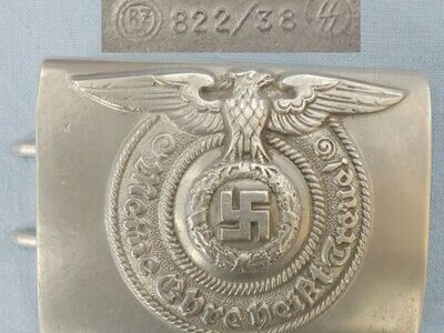 Rare* Waffen-SS Aluminium Belt Buckle Marked RZM 822/38 SS by Manufacturer Richard Sieper & Son or C.T. Dicke Etc.  MISC 1021. Rare* Waffen-SS steel Belt Buckle Marked RZM 822/38 SS by Manufacturer Richard Sieper & Son or C.T. Dicke Etc.  MISC 1021.  Antique & Militaria