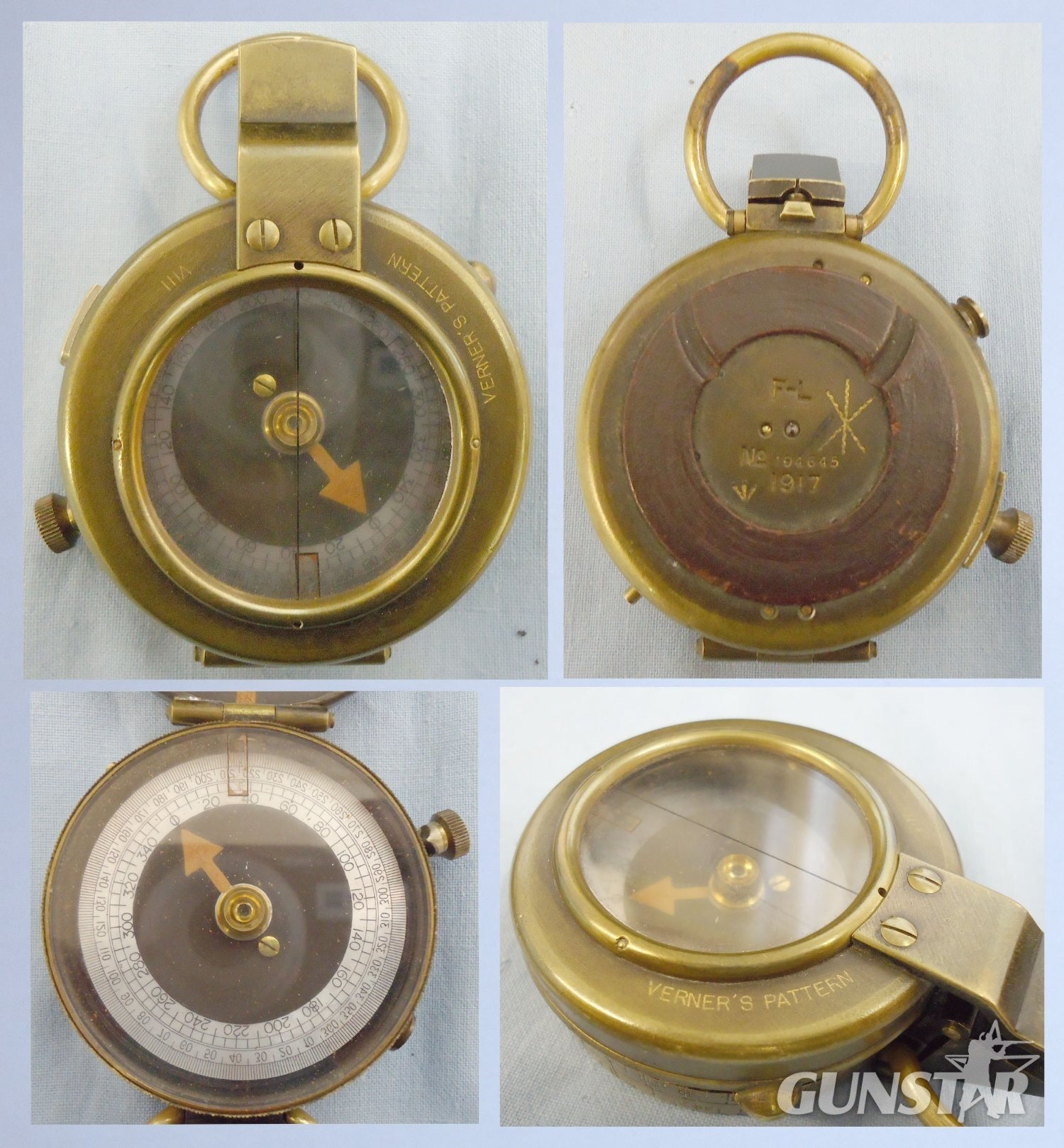 WWI 1917 British Officer\'s French Limited Mk VIII Verners Pattern Military Marching Compass and Leather 1918 Dated case by T.J. Dutfield Ltd . OPT 809. WWI 1917 British Officer's French Limited Mk VIII Verners Pattern Military Marching Compass and Leather 1918 Dated case by T.J. Dutfield Ltd . OPT 809.  Antique & Militaria