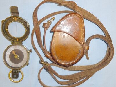 WWI 1917 British Officer\'s French Limited Mk VIII Verners Pattern Military Marching Compass and Leather 1918 Dated case by T.J. Dutfield Ltd . OPT 809. WWI 1917 British Officer's French Limited Mk VIII Verners Pattern Military Marching Compass and Leather 1918 Dated case by T.J. Dutfield Ltd . OPT 809.  Antique & Militaria