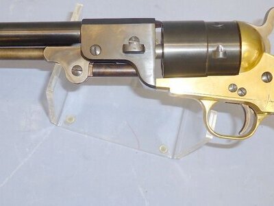 Italian Made Navy Model 1851 9mm Side Venting Blank Firing Brass Framed Pistol. 21994:1. Italian Made Navy Model 1851 9mm Side Venting Blank Firing Brass Framed Pistol. 21994:1.  9mm Revolver