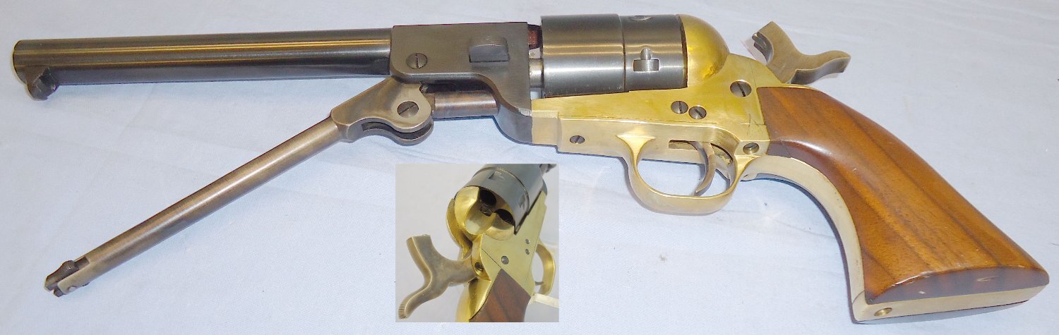 Italian Made Navy Model 1851 9mm Side Venting Blank Firing Brass Framed Pistol. 21994:1. Italian Made Navy Model 1851 9mm Side Venting Blank Firing Brass Framed Pistol. 21994:1.  9mm Revolver