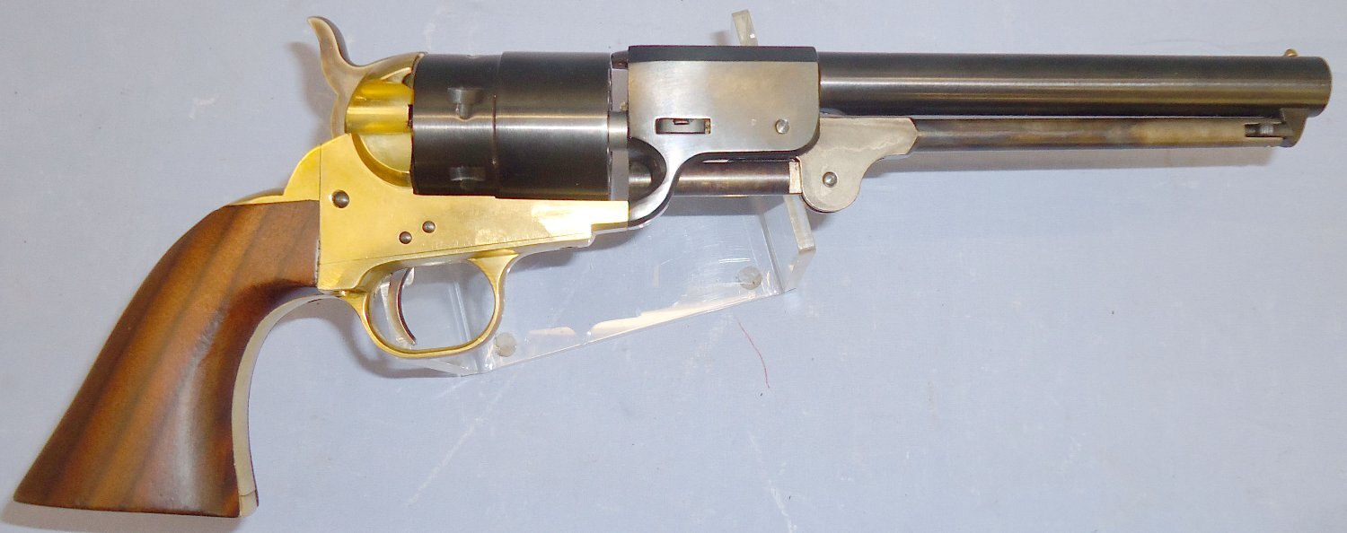  Italian Made Navy Model 1851 9mm Side Venting Blank Firing Brass Framed Pistol. 21994:1. Italian Made Navy Model 1851 9mm Side Venting Blank Firing Brass Framed Pistol. 21994:1.  9mm Revolver