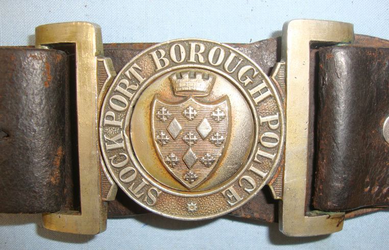  Stockport Borough Police Constable's & Sergeant's Leather Belt With Constabulary Victorian English Stockport Borough Police Constable's & Sergeant's Leather Belt Clothing