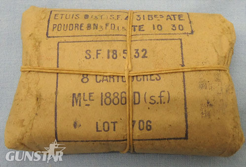 DEACTIVATED INERT. French 8mm (8x50R) Lebel Rifle 8 Round Service Pack Of In Pap DEACTIVATED INERT. French 8mm (8x50R) Lebel Rifle 8 Round Service Pack Of In Pap Antique & Militaria in 