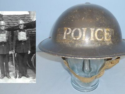 WWII Home Front Police Tommy Helmet. HE 856. WWII Home Front Police Tommy Helmet. HE 856.  Clothing
