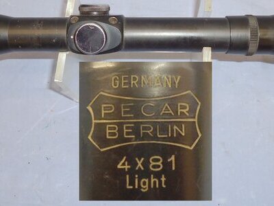 German Made Vintage Pecar Berlin 4 x 81 Light Rifle Scope. OPT 835. German Made Vintage Pecar Berlin 4 x 81 Light Rifle Scope. OPT 835.  Sight & Optic