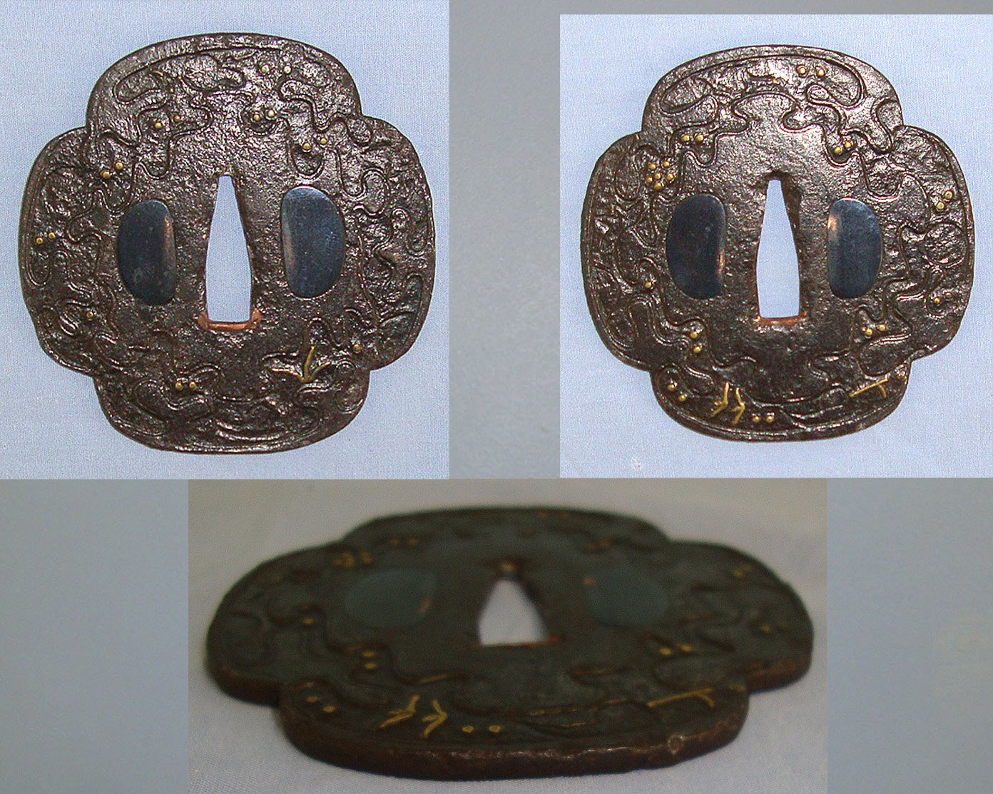 FROM THE PERSONAL COLLECTION OF UK JAPANESE SWORD EXPERT BILL TAGG**C1550’s - 1600 Japanese Late Muromachi Period Large Mokko Shaped Iron Tsuba For Handachi Mounted Swords With Silk Lined Pouch. ED 3055 Sword