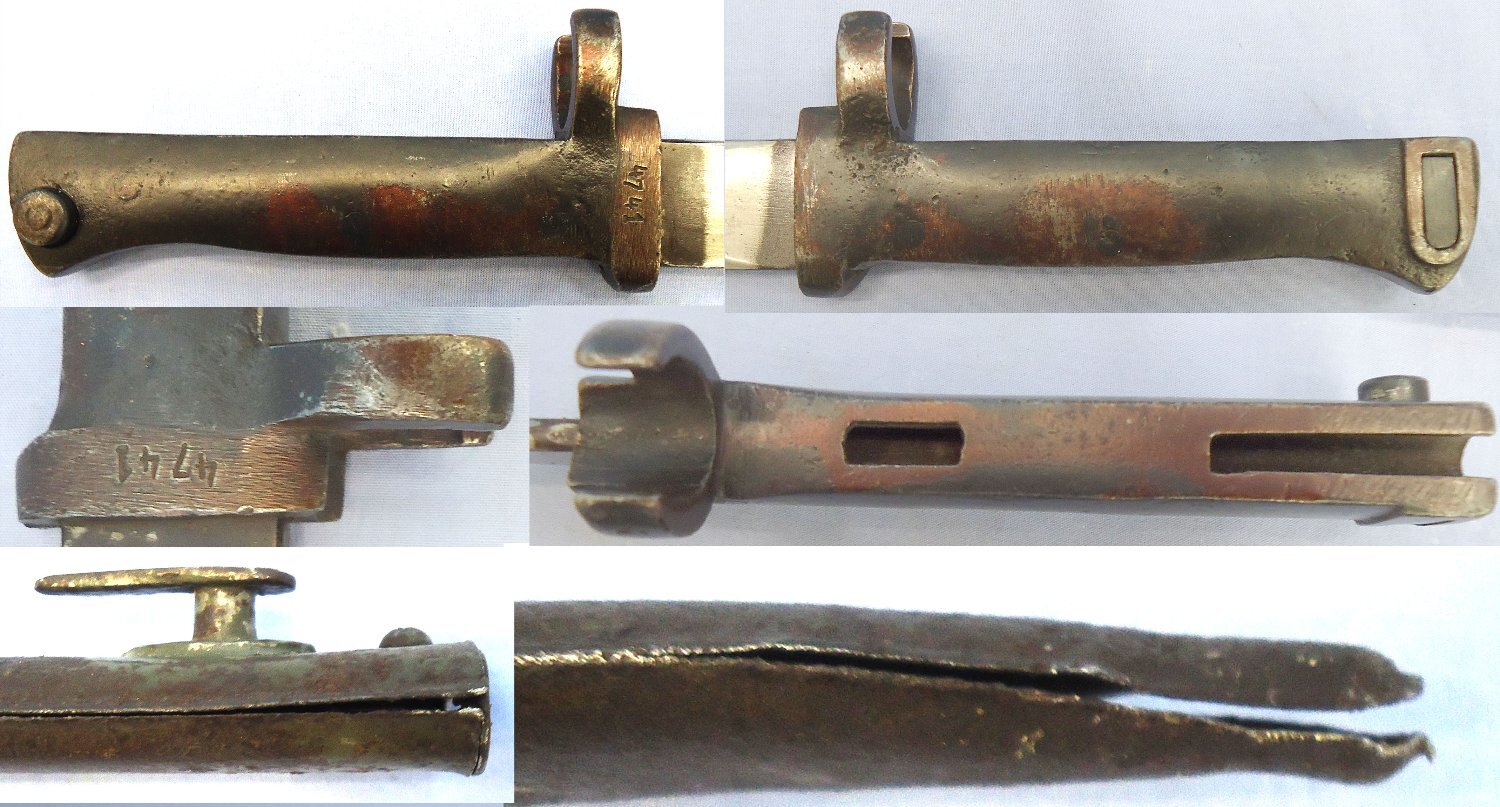  WW1, Imperial German, Gew88 & Gew98 Ersatz Pattern Bayonet with High Ears & a Steel Scabbard. Sn 23478:6 Bayonet