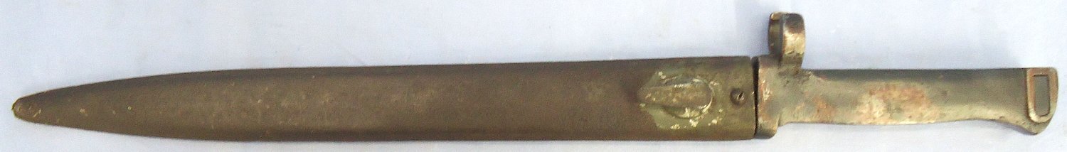 WW1, Imperial German, Gew88 & Gew98 Ersatz Pattern Bayonet with High Ears & a Steel Scabbard. Sn 23478:6 Bayonet - {CATEGORY}