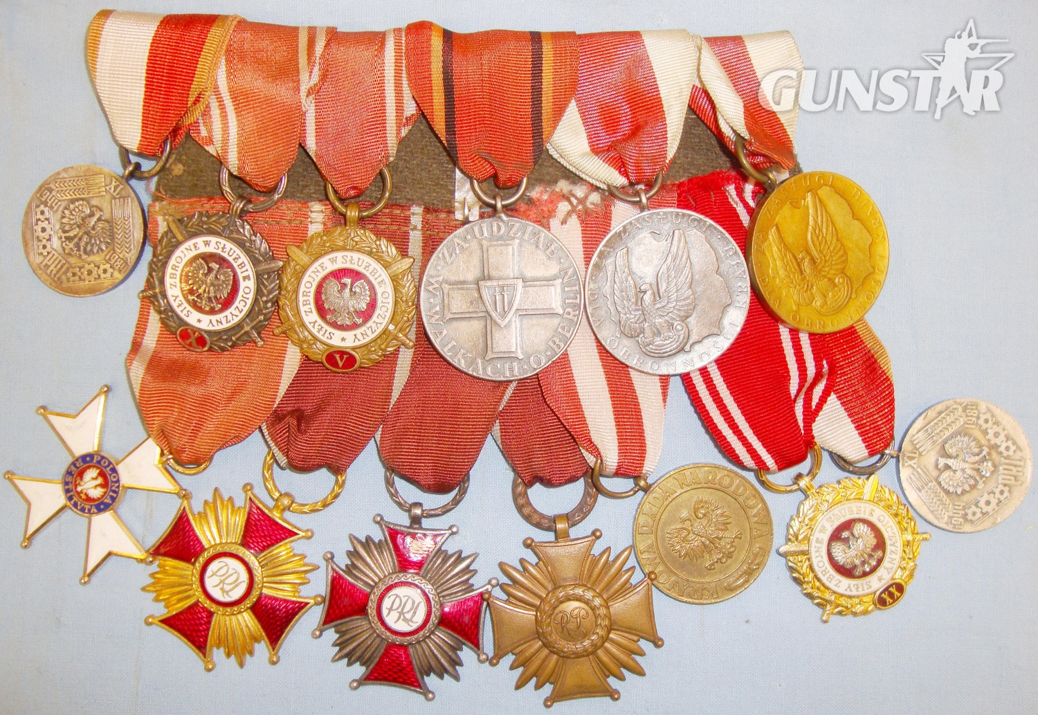 WW2 Era Polish Soldier\'s 13 Medal Group Mounted For Wear.  Other Accessory in 