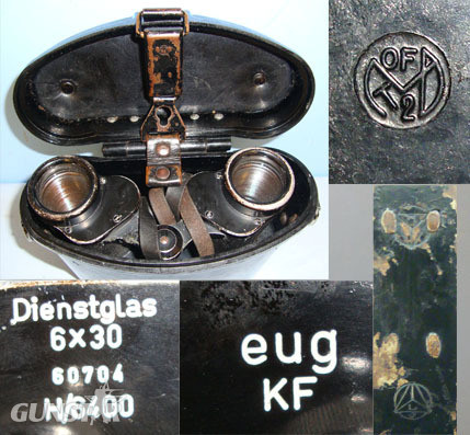  eug (Optische Praezisionswerke GmbH, Warsaw, Occupied Poland) German Army Scouts Kalte Fett Winter/ Russian Front Dienstglas (Service Glass) 6 Sight & Optic