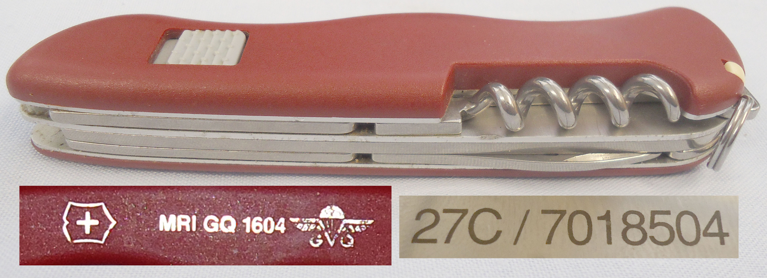 RARE**British GQ Parachute Co Ltd. RAF Air Crew Issue Swiss Victorinox Hunter Pattern Folding Multi Blade / Tool Clasp Knife (Swiss Army Type) With Stainless Steel Locking Blade. Sn 18094 Knive