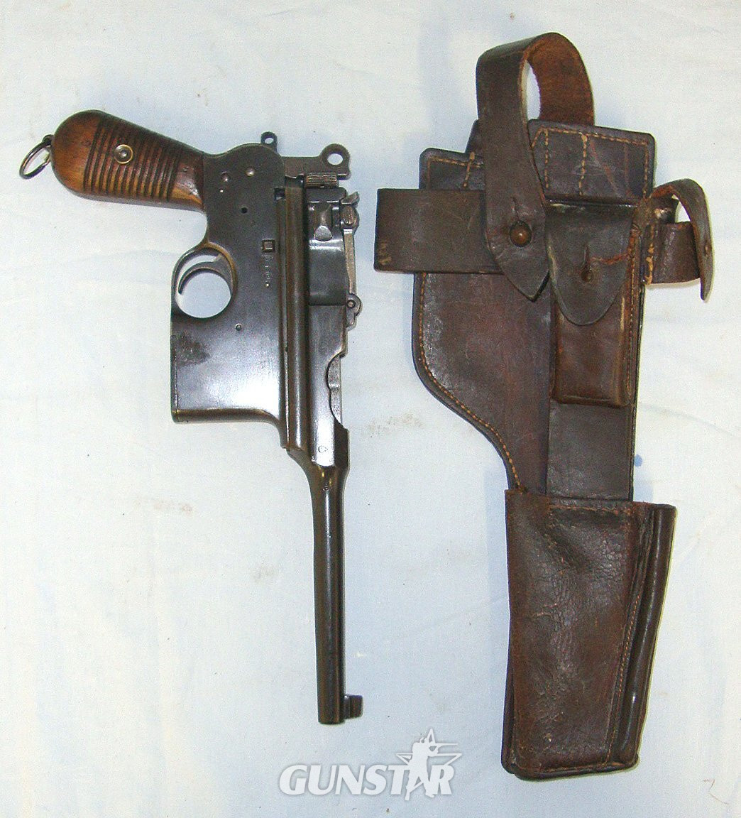 RARE**WW1 1916 German Holste & Co Munchen  Leather Holster Rig For 7.63mm Calibre C96 & Model 712, Schnellfeuer ( Rapid Fire) 'Broom Handle' Mauser Pistols & Period Spanish Astra & Chinese Variants. Sn 23671 Care & Storage in 