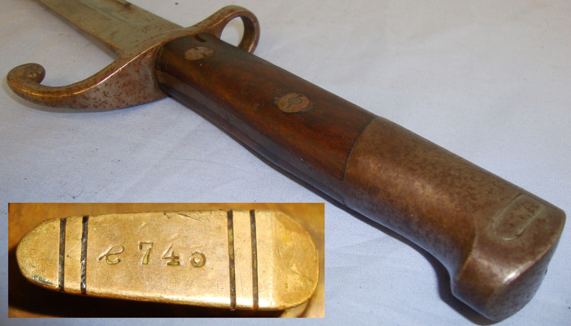 Rare* Brazilian 1908 Pattern Bayonet & Brass Mounted Leather Scabbard. BAYO 40. Bayonet