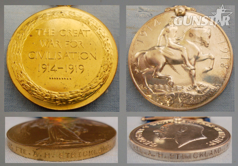 Pair* Victory Medal and British War Medal Awarded to Private A.H. Strickland of the Royal Fusiliers. BA 411. Pair* Victory Medal and British War Medal Awarded to Private A.H. Strickland of the Royal Fusiliers. BA 411. Antique & Militaria