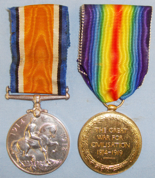  Pair* Victory Medal and British War Medal Awarded to Private A.H. Strickland of the Royal Fusiliers. BA 411. Pair* Victory Medal and British War Medal Awarded to Private A.H. Strickland of the Royal Fusiliers. BA 411. Antique & Militaria