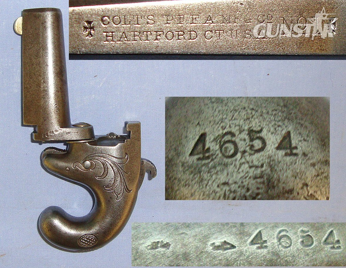 MATCHING NUMBERS**C1870 -1880 Colt USA No.1 First Model .41 Rim Fire Obsolete Calibre ‘Knuckle Duster’ Derringer  With English Proofs. Sn 23136 .41 Short Rimfire Deringer
