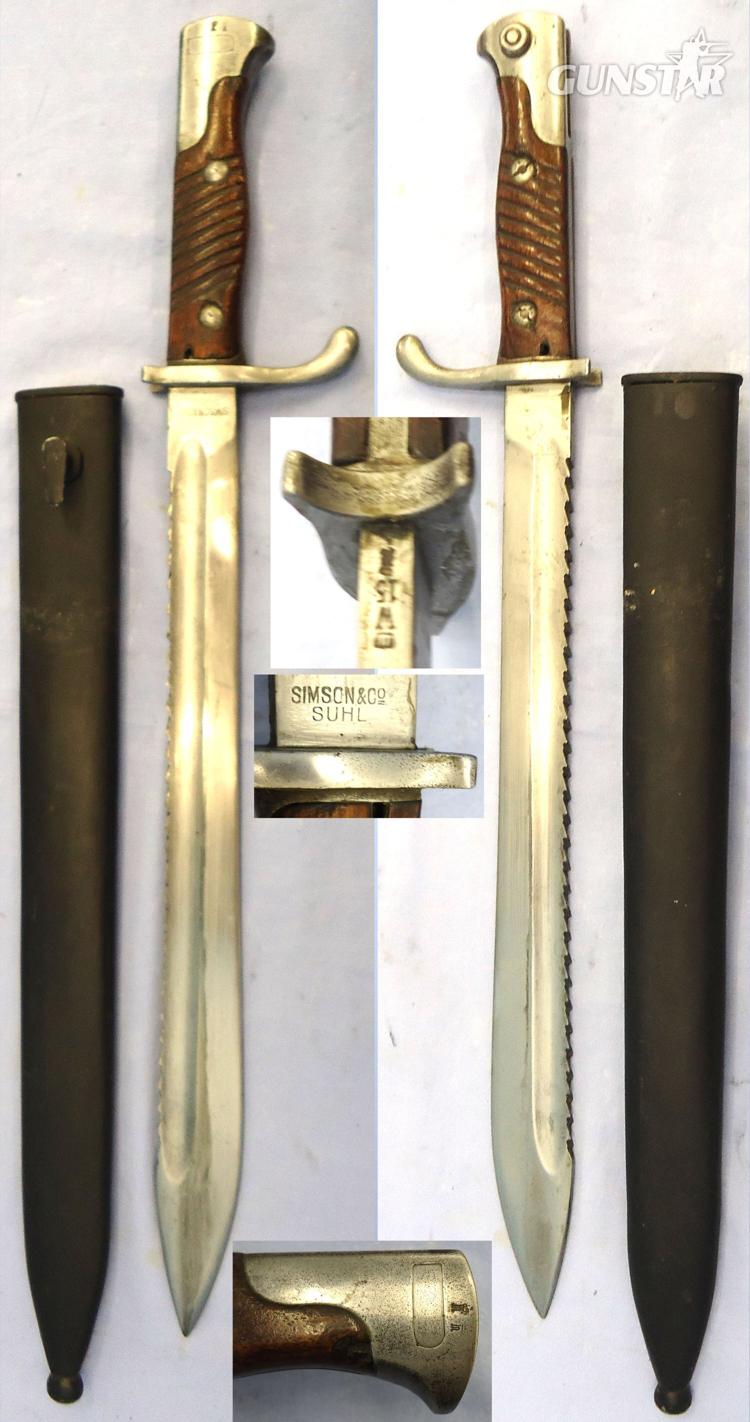 WW1, 1915 Dated, Imperial German, Pattern 98/05 Butcher Bayonet with High Ears by Simson & Co Suhl. Sn 23478:71 Bayonet in 