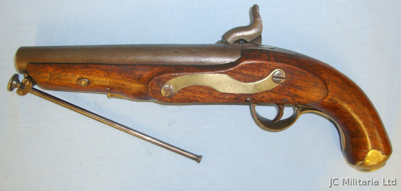  Manton & Co Large Bore .750 Musket Calibre Percussion Holster Pistol With Brass Furniture, C .75 Cal Muzzleloader Muzzleloader