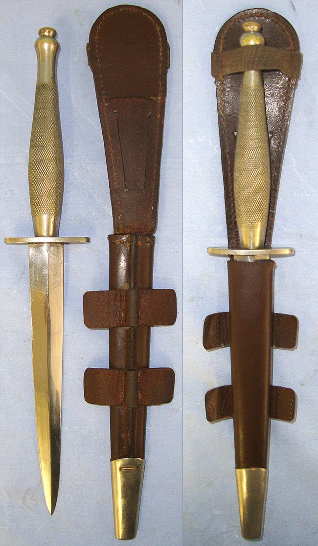  RARE**WW2 Era British Wilkinson Sword London 2nd Pattern Nickel Plated Officer’s Fairbairn Sykes FS Commando Fighting Knife With Double Etched Blade & Scabbard. Sn 23484:90 Knive