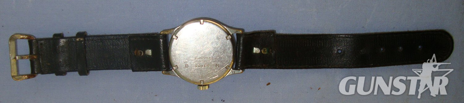  WW2 C1942-1944 German Army / Heer ‘DH’ Swiss Helios Shock Resistant, Nickel Plated Brass Cased Wristwatch With Stainless Steel Back Case & Original Leather Wrist Strap. MISC 855  Antique & Militaria
