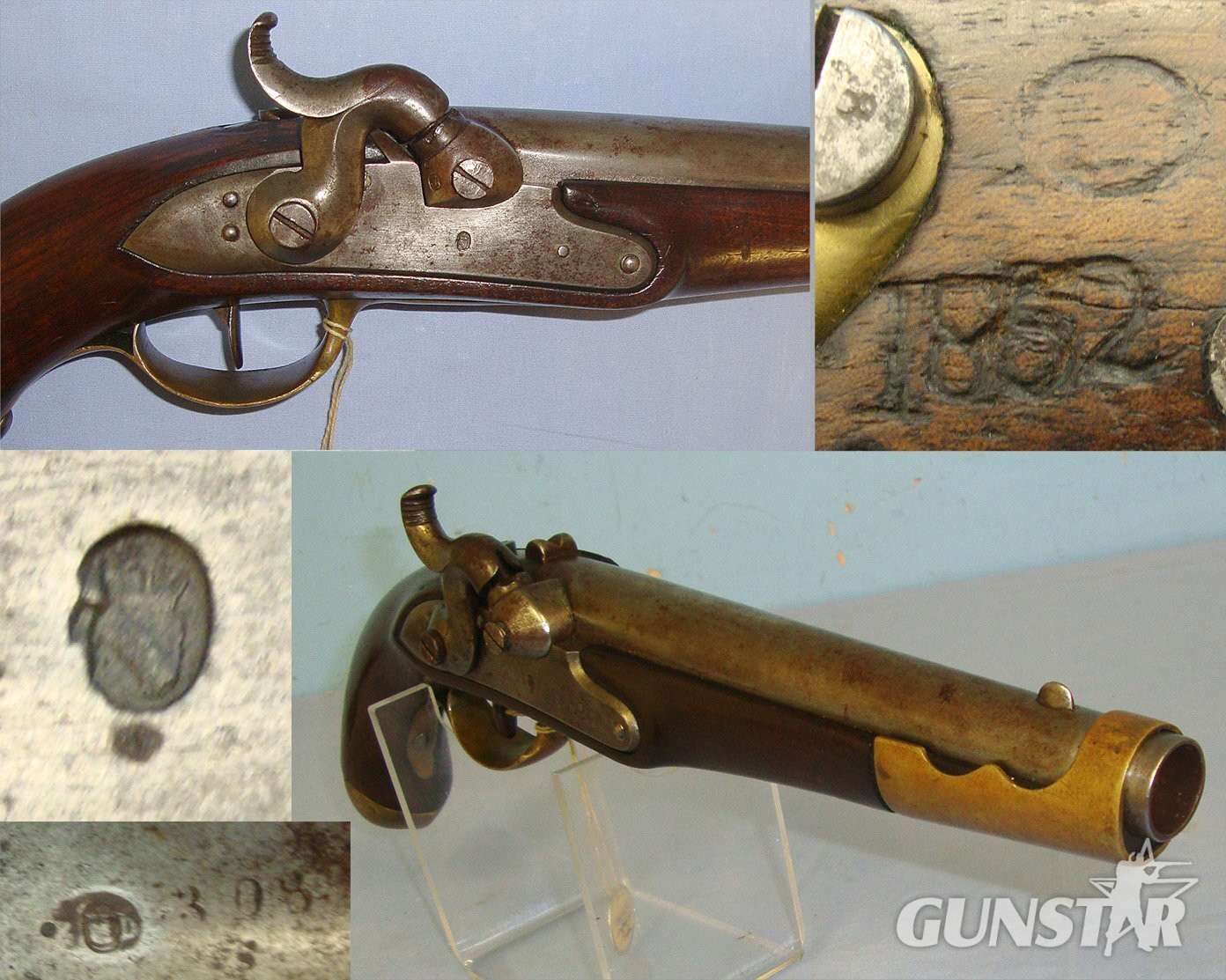 Imperial German Baden / Dutch Model 1813 / 40 12 Bore Percussion Artillery Pistol (Period Converted From Flintlock C1840)  Gun Number 460 From The Robert E Brooker Jr Collection. Sn 23129:1 None Muzzleloader in 