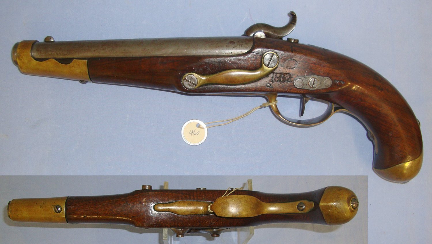  Imperial German Baden / Dutch Model 1813 / 40 12 Bore Percussion Artillery Pistol (Period Converted From Flintlock C1840)  Gun Number 460 From The Robert E Brooker Jr Collection. Sn 23129:1 None Muzzleloader