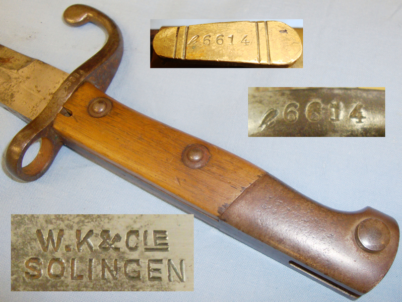 Matching Numbers* Brazilian ‘1908’ Pattern Bayonet and Scabbard. BAYO 593 Bayonet
